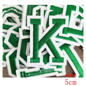 Výšivka anglický Dopis, Zelená barva Žehlička na Záplaty Nálepka 3D Pruhy Diy Jméno, Logo Značky