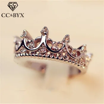CC Korunu Snubní Prsteny Pro Ženy Jednoduché Romantické Svatební Zásnubní Šperky Zirkony Cincin Wanita Drop Shipping CC1392