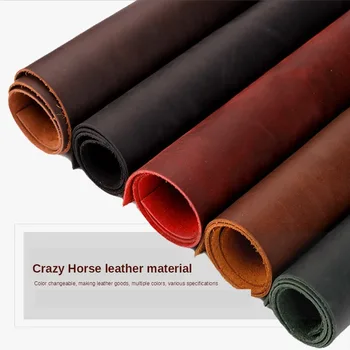 První Vrstva z Pravé Kůže Materiál Crazy Horse Ručně vyráběné DIY Peněženky Vosk, Rostlinný Olej Opálený Kus Hovězí kůže kabelky, boty