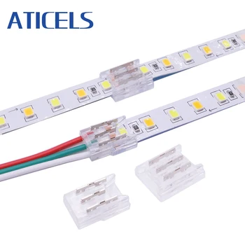 3PIN LED Strip Konektor Transparentní Nepájené Drát Svorka LED Konektory 8/10mm Pro FCOB 5050 2835 SMD LED Pás