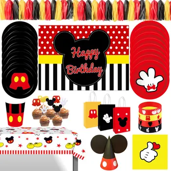 Mickey Mouse Party, 1. Narozeniny Jednorázové Nádobí Boy Girl Birthday Party Dodávky Pro Dítě Křest Party Cup Dort Zavírače
