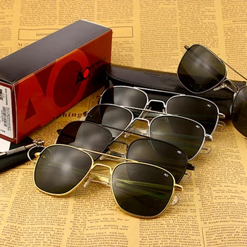 AO sluneční Brýle Muži Značky Návrhář Vintage Americké Letecké Armády Vojenské Sluneční Brýle, Skla, Čočky, Ženy Gafas De Sol Hombre