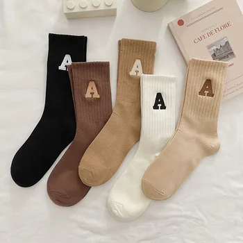 Dámské Teplé Ponožky Kawaii Dopis Dámy Ponožky Podzim Zima korejský Styl Móda Plná Barva Harajuku Unisex Calcetines