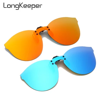LongKeeper Klasické Polarizační Klip Na sluneční Brýle Muži Ženy Flip Up Lens Brýle Mužské Oversize Žlutá Řidičské Brýle UV400 Zrcadlo