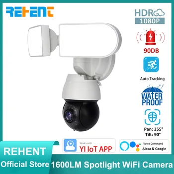 REHENT 1600LM Reflektor Siréna Alarmu Bezdrátové Wi-fi Venkovní Automatické Sledování 1080P Audio PTZ Bezpečnostní CCTV Alexa Google Fotoaparát YIIOT