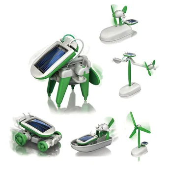 Nová 6 V 1 Solární Robot Kit DIY Sestavit Gadget, Letadlo, Loď, Auto, Vlak, Model, Věda, Dar, Hračky pro Chlapce, Děti