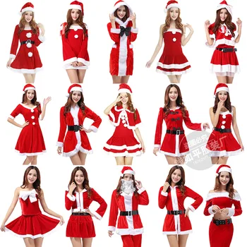 nové módní Šaty 2019 Nové Dámy Cosplay Kostým Vánoční Santa Claus Jevištní Show Oblečení, Sexy Červené, PROTOŽE Tanec Plášť Šaty