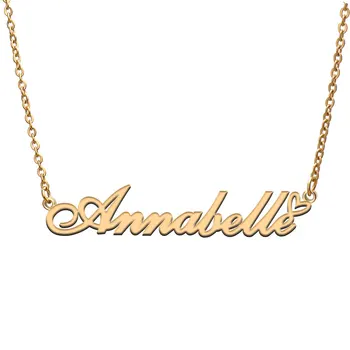 Láska Srdce Jméno Annabelle Náhrdelník pro Ženy z Nerezové Oceli Gold & Silver Štítek Přívěsek Femme Matka Dítě Dívky Dárek