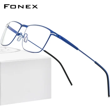 FONEX Slitiny Brýle Rám Muži Náměstí Krátkozrakost Předpis Optické Brýle 2020 Nový Kovový Plný korejské Bezšroubové Brýle F1009