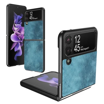 Pouzdro pro Samsung Galaxy Z Flip 3 5G Pravé Kůže Luxusní Telefon Nárazuvzdorný Kryt Ochranný Fundas pro Z Flip 3