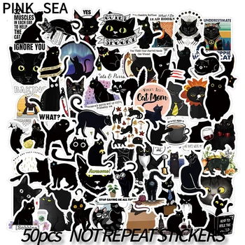 10/30/50ks/set Black Cat Kreslený Roztomilý Pet Zvíře Legrační Graffiti, Nálepky Na Notebook, Telefon Případě Diy Zavazadla Skateboard Děti