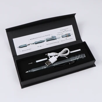 Multi-funkční Taktické pero s Dobíjecí LED Pochodeň self-defense pen přežití Nástroj Magnetické Spínače Ovládání Taktická Pera