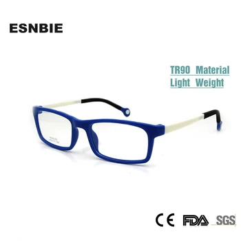 ESNBIE Cool Kids Brýle Rámy Chlapec Dívka Obdélníkový dětský Brýle Nerd TR90 Pružné Děti, Plastové Paměť Rx Lens