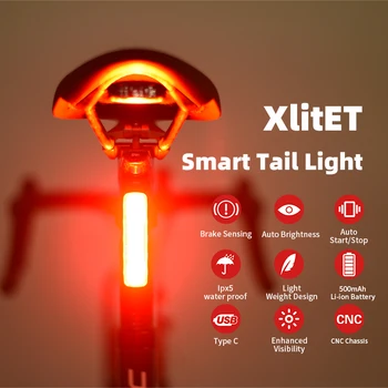 ENFITNIX XlitET Kolo Světla, Automatická Brzda Zadní Světla v Noci na Kole Smart Sensing Bezpečnostní zadní Světlo MTB Silniční Kolo Sedlovka
