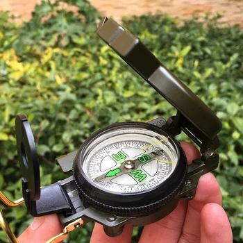 Přenosné Armádní Zelená Skládací Objektiv Kompas Kovové Vojenské Pochodové Zvětšovací Čočkou Camping Kompas Hot Prodej
