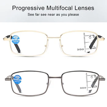 Progresivní Multifokální Brýle na Čtení Muži Proti Modré Světlo Daleko A v Blízkosti Dual-použití Dalekozrakosti Brýle Full frame Dioptrie +1.0 +4.0
