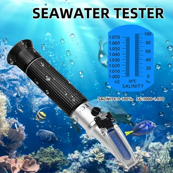 Přenosný Ruční Slanost Refraktometr 0-100% Sůl Metr Tester Slanosti Mořské vody Salinometer pro Squarium Tanky Rybolovu