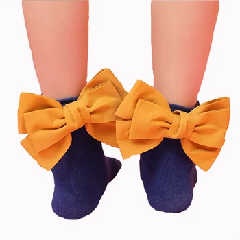 Podzimní dívky luk ponožky krásné roztomilé bavlněné děti dětské ponožky