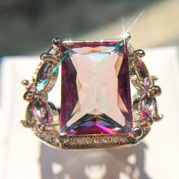 Kvalitní 925 Mincovní Plata Milovat Navždy Šperky Klasické Zapojení AAA CZ Fialová Crystal Snubní Prsteny pro Ženy Šperky