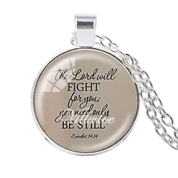 VILLWICE verš z bible náhrdelník pán bude bojovat za vás a vy budete mlčky přihlížet bible citace šperky křesťanské víry dárek