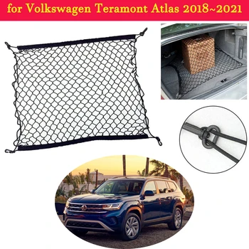 pro VW Volkswagen Teramont Atlas 2018 Kufru Auta Úschova zavazadel Cargo Organizátor Háčky Nylon Elastický Mesh Net Plastové Příslušenství