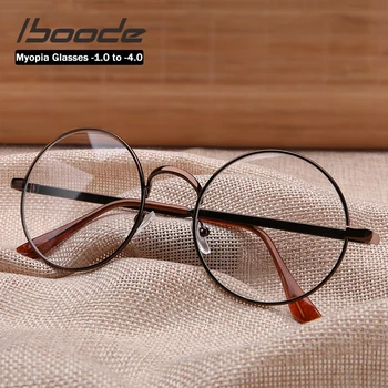 iboode Klasické Retro Kolo Krátkozrakost Brýle Ženy S Dioptrickou -1,0 až -4.0 Vintage Kovový Rám Krátkozraký Krátkozraké, Brýle, Holka