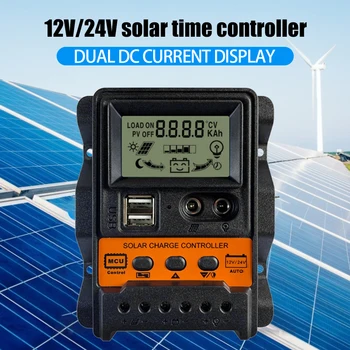 12V 24V Solární Regulátor Nabíjení USB LCD Zobrazení Teploty Solárního Panelu Napětí Baterie indikátor Napájení Ovládání Regulátoru