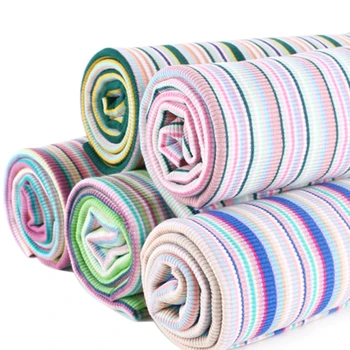 Rainbow Stripe Pletené Tkaniny lycra bavlněné pletené tkaniny DIY šití trička, šaty tkanina