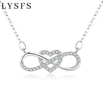 LYSFS Silver Love & Štěstí Řetěz Náhrdelník Módní Elegantní Srdce Jemné Šperky pro Ženy