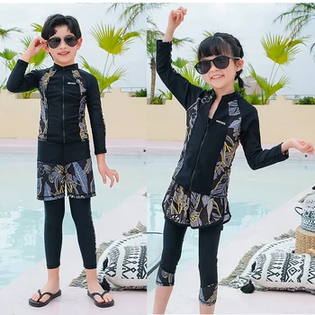 Děti Dlouhý Rukáv Plavky pro Chlapce, Dívky 3-4 Kus Rashguard Plavky Sun UV Ochrana Plavky Neopren Tepláky