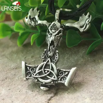 lanseis 1ks Viking Skull mjolnir přívěsek kozí hlava lebka šarm muži náhrdelník Valknot talisman, symbol šperky