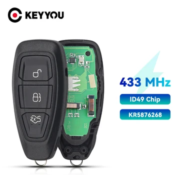 KEYYOU KR5876268 Dálkové Smart Auto Klíče Pro Ford Kuga Grand C-Max Focus Fiesta 3 Tlačítka 434MHz ID49 PCF7953 Čip