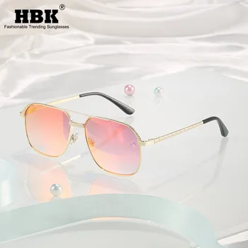 HBK Náměstí sluneční Brýle Muži Ženy Klasické Steampunk Slitiny Rám Sluneční Brýle Zrcadlo Letní Mužské Mimo Jízdy UV400 Oculos