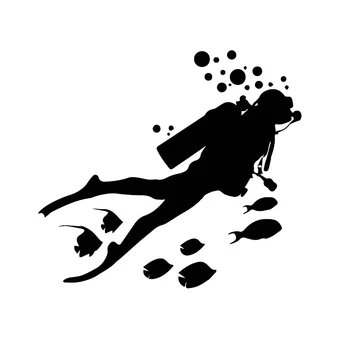 Zábava Mořského Světa Potápění Dobrodružství Obtisk Auto Samolepky Osobní Ryba Auto Samolepky Vodotěsné ochranu proti slunečnímu záření Černá/bílá, 18cm*16cm