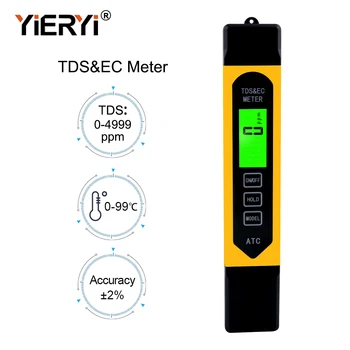 yieryi Digitální TDS ES Měřič Teploty ATC Tester Pen Vodivost Vody Měření Analyzátor s podsvícením