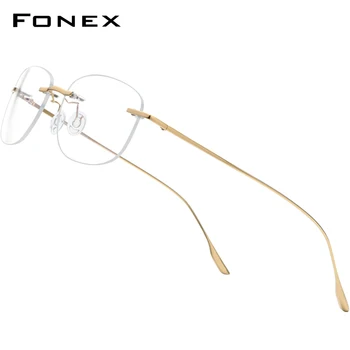 FONEX Titanové Slitiny Brýle Muži 2020 Nové Ženy Vrtaných Předpis Náměstí Brýle Rám Krátkozrakost Optické korejské Brýle 8107