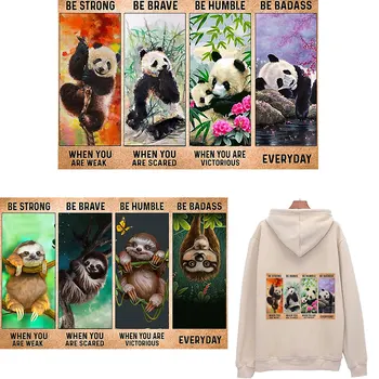 Panda Skvrny Na Oblečení Koala Žehlička Na Záplaty Pruhy Dopisy Tepelné Samolepky Transfer ThermocollantsT-Shirt Diy Nášivka