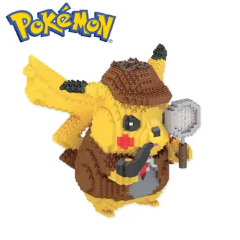 1580PCS+ Pokemon Detektiv Pikachu Mini Stavební Bloky Diamond Micro Cihly Údaje Hračky Pro Dítě Dárek k Narozeninám 7081A