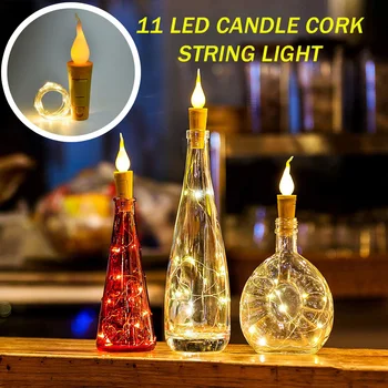 11Led Svíčka String Světlo Svíčky, Láhev na Víno, Korek Baterie Víla Noční Lampa pro Domácí Svatební Valentýnské Dekorace