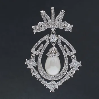 Stříbrný Tón Zirkony Královská Brož Pin Brož Ženy, Dívka, Šaty, Šperky, Doplňky HX00149