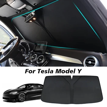 Pro Tesla Model Y Slunečník Příslušenství Auto Přední Čelní Sklo Sluneční Clona Pokrývá Clony Auto Přední Okno, Opalovací Krém, Slunečník 2022 Nové