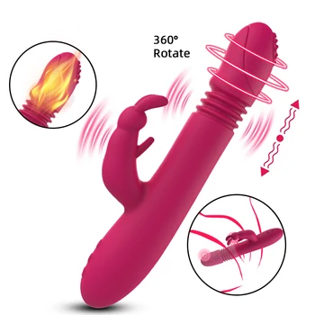 Teleskopické Rabbit Vibrátor Rotace Topení G Spot Vibrátor, Vibrátor, Anální, Klitoris Stimulátor Ženské Masturbace, Sex Hračky pro Ženy