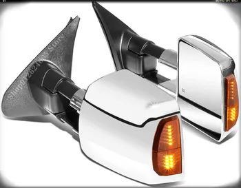 2KS Chrom Napájen + Vyhřívané + LED blinkr Tažné Zrcadla Náhradní Kompatibilní Pro Toyota Tundra 2007-2017