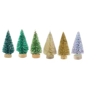 12ks Mini Vánoční Strom, Sisal, Hedvábí Cedr Dekorace Malý Vánoční Strom Zlatá Stříbrná Modrá Zelená Bílá Mini Vánoční Stromeček