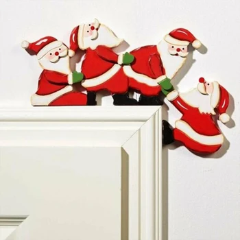 Vánoční Rám Dveří Dekorace Santa Claus Elk Kreativní Dřevěná Okna Ornament Rám Dveří Dřevěné Obložení Vánoční Výzdoba Pro Domácí