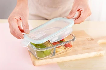 Nový styl Sklo Oběd Box pro Skladování Potravin Box, Mikrovlnná trouba Bento Box školní nádoby na potraviny s přihrádkami