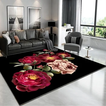 Květinové růže koberec, obývací pokoj, ložnice, konferenční stolek, deka pastorační styl polštář non-slip dekorace
