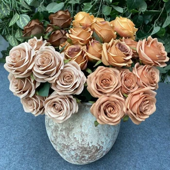 9 hlav Umělé Pivoňka Čaj Růže Květiny Kamélie Hedvábí Falešné Květ flores pro DIY Home Zahrada Svatební Dekorace nové