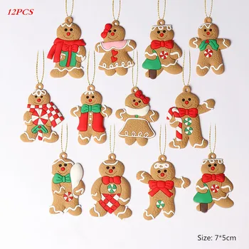 Perník Muž, Vánoční Strom Dekorace 6/10/12ks Gingerbread Man Ornament, Veselé Vánoce Roztomilé a Rozmanité Vánoční Dárek