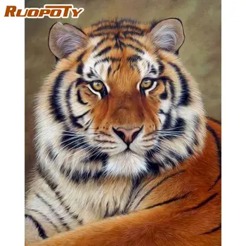 RUOPOTY Rám Diy Malování Podle Čísel Tygři Zvířata, Malování Podle Čísel, Akrylové Plátno, Malování Ručně malované Kreslení Umění